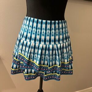 Lucky in Love Blue Patterned Tiered Women's tennis skirt
